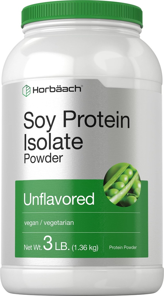 Horbaach Soy Protein Isolate Powder | 3 lb | Unflavored | för kvinnor och män | Vegetarian, Vegan, icke-GMO och Gluten Free