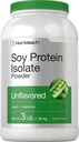 Horbaach Soy Protein Isolate Powder | 3 lb | Unflavored | för kvinnor och män | Vegetarian, Vegan, icke-GMO och Gluten Free