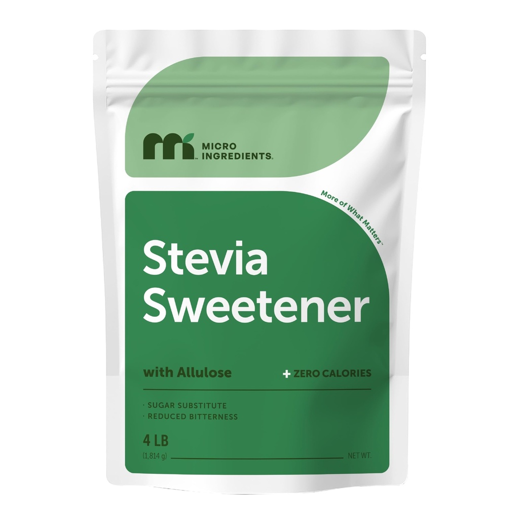 Stevia Sweetener Powder med växtbaserad Erythritol, 4 pund (64 Ounces) | Keto, 0 Kalori, Låg Carb, 4:1 Sugar Substitute, Naturlig sötningsmedel, Bitterless, Reb-A Stevia Leaf Extract, Non-GMO, Vegan