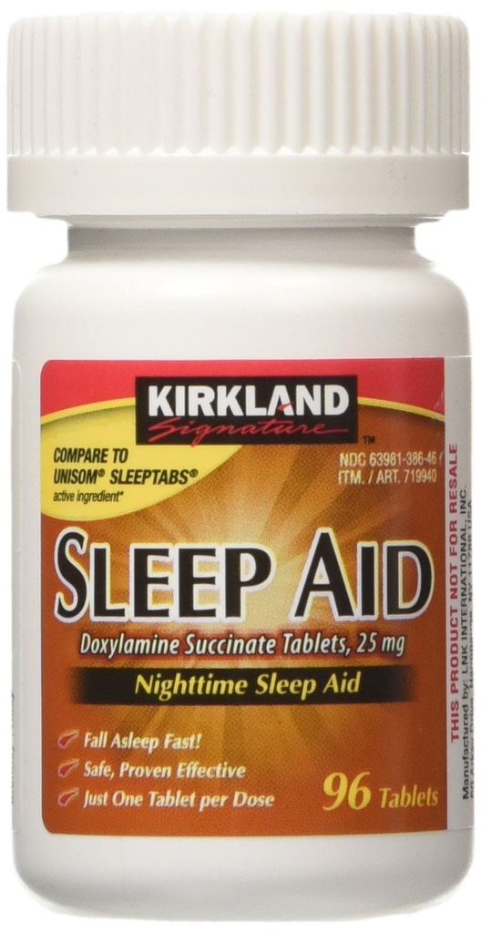 Kirkland Signature Sleep Aid Doxylamine Succinate 25 Mg, 96-Count (1 flaska) Nattsömnhjälp