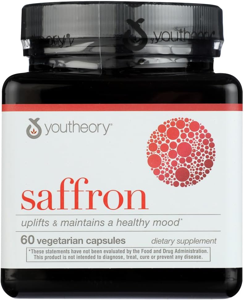 Youtheory Saffron Advanced Dietary Supplement, höjer humör och mental fokus, 60 kapslar