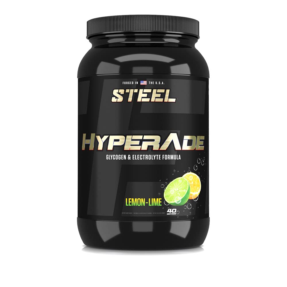 Steel Supplements Hyperade | Avancerad Hydration Powder w/Fast Absorbing Electrolytes & Glycogen Formel för snabb upphävande av energi och återhämtning | Pre/Intra/Post Workout (Lemon-Lime)