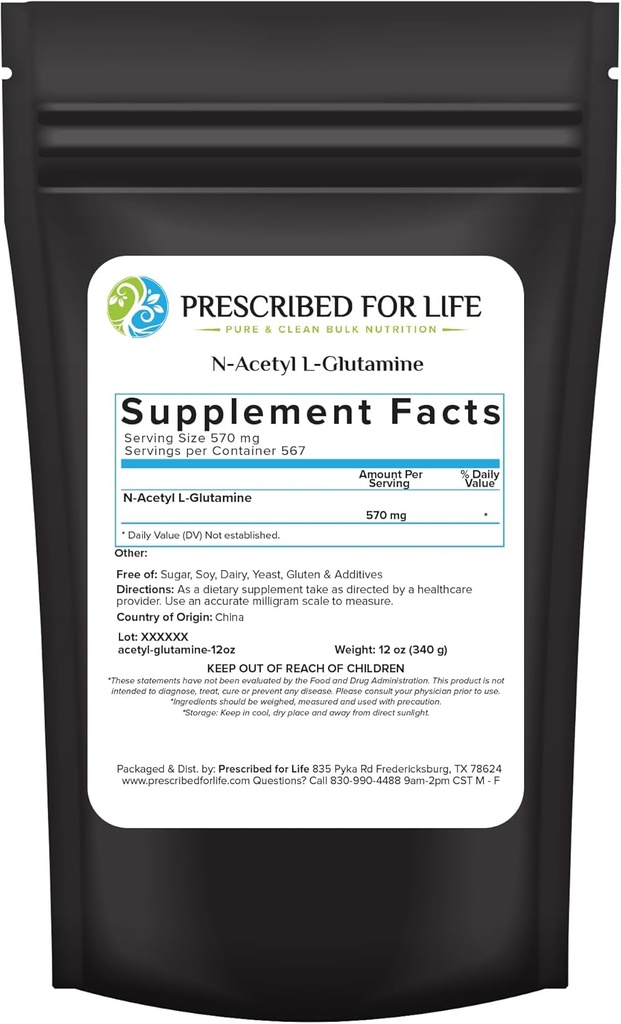 Förskrivet för Liv N Acetyl L Glutaminpulver, Ren L Glutamin Amino Supplement (12oz / 340g)