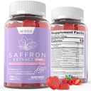 Saffron Supplements Gummies 100mg - 100% Pure Saffron Extract med Magnesium Glycinate, L-Theanin, gurkmeja, Ashwagandha, Honung & Vitamin B Komplex för humör & kraft, Antioxidant, Vitalitet - 120 greve