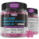 Zink och Magnesium Supplement, Zink Magnesium Aspartate Post Workout Gummies för män kvinnor, med vitamin B6, B12, D3, gurkmeja för Nighttime Recovery, minska trötthet, öka immunitet och sömn, 120 räkna