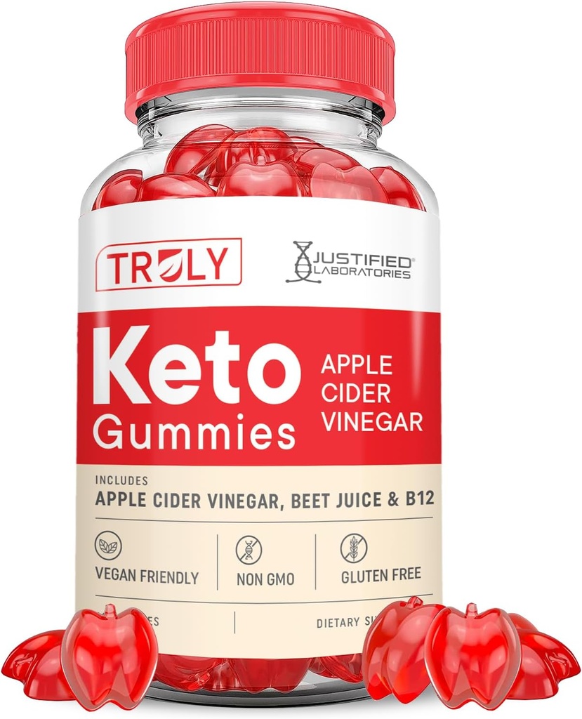 Truly Keto ACV Gummies Advanced Formula 1000MG Truly Keto Gummies Apple Cider Vinegar Formulated with Pomegranate Beet Juice Powder B12 Vegan Non GMO 60 Gummys