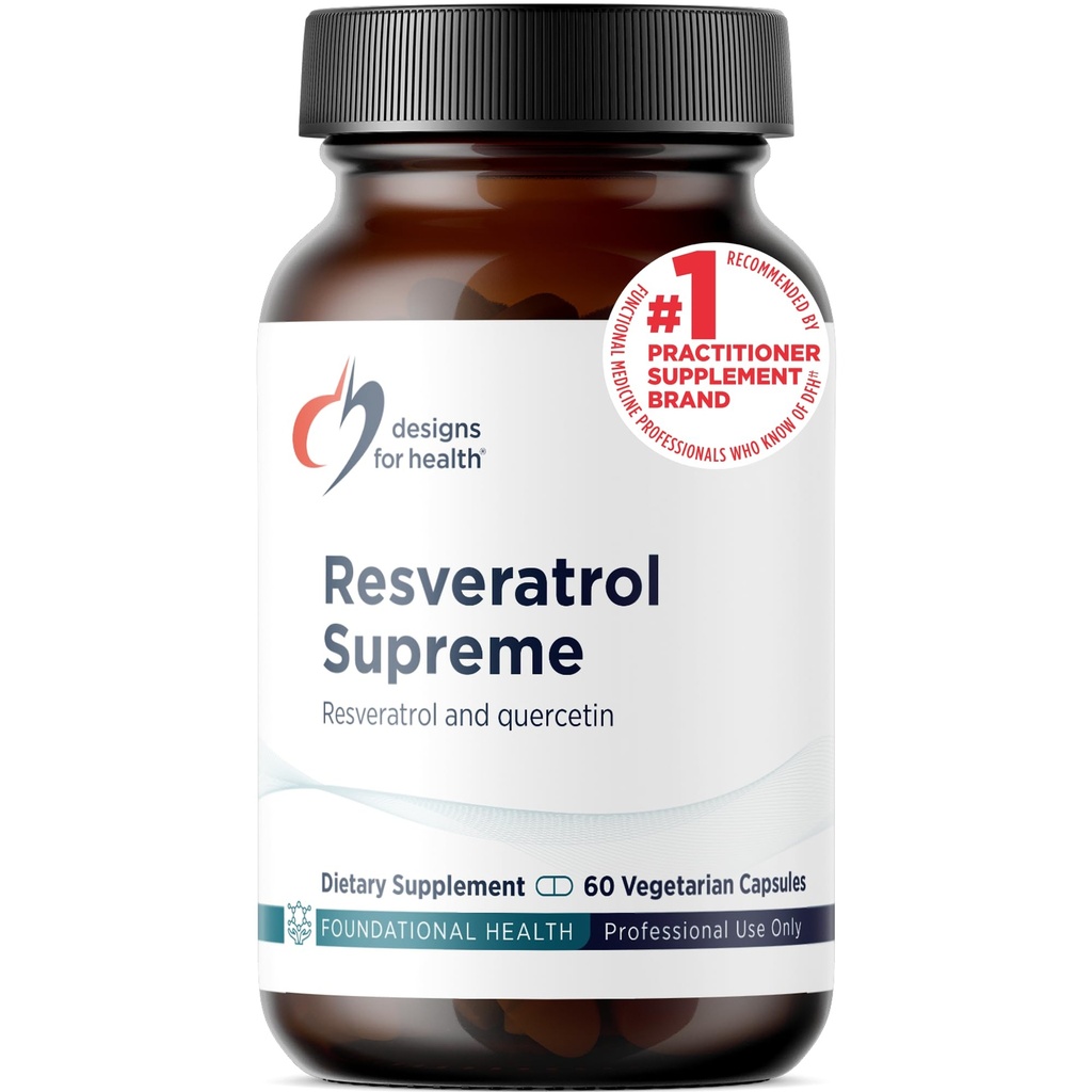 Designs for Health Resveratrol Supreme - Trans Resveratrol från japanska Knotweed + Quercetin - Healthy Aging + Cardiovascular Support Supplement, Non-GMO (60 kapslar)