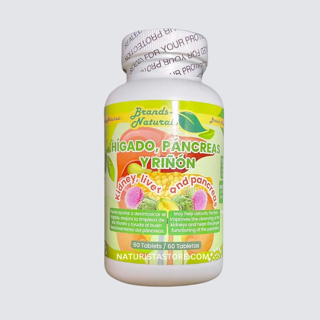 Generiska märken Naturals Kidney Liver & Pancreas (Higado Pancreas Y Rinones) 60 flikar