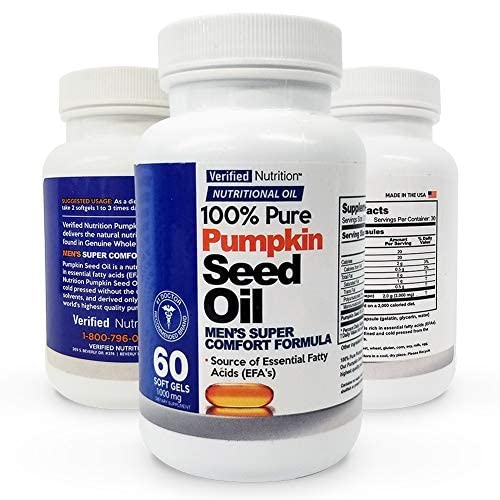 100% Pure Pumpkin Seed Oil - 60 Soft Gels Innehåller en rik näringsprofil som finns i äkta hela livsmedel - Mäns Super Comfort Formel - Nutritional Oil Rich i väsentliga fettsyror - 1 flaska