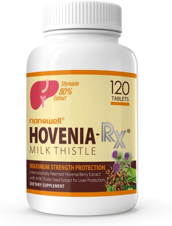 NANOWELL Hovenia-RX Milk Thistle - Liver Support Supplement med 80% Silymarin Milk Thistle Seed Extract - 120 tabletter, 30 Day Supply