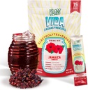 Hydration + Energy Electrolyte Drink Mix - Hibiscus Agua Fresca Flavor | Sugar-Free Powder med koffein, L-Theanin, Coconut Water & Minerals | 15 Single-Serve Stick Packs, Låg Kalori