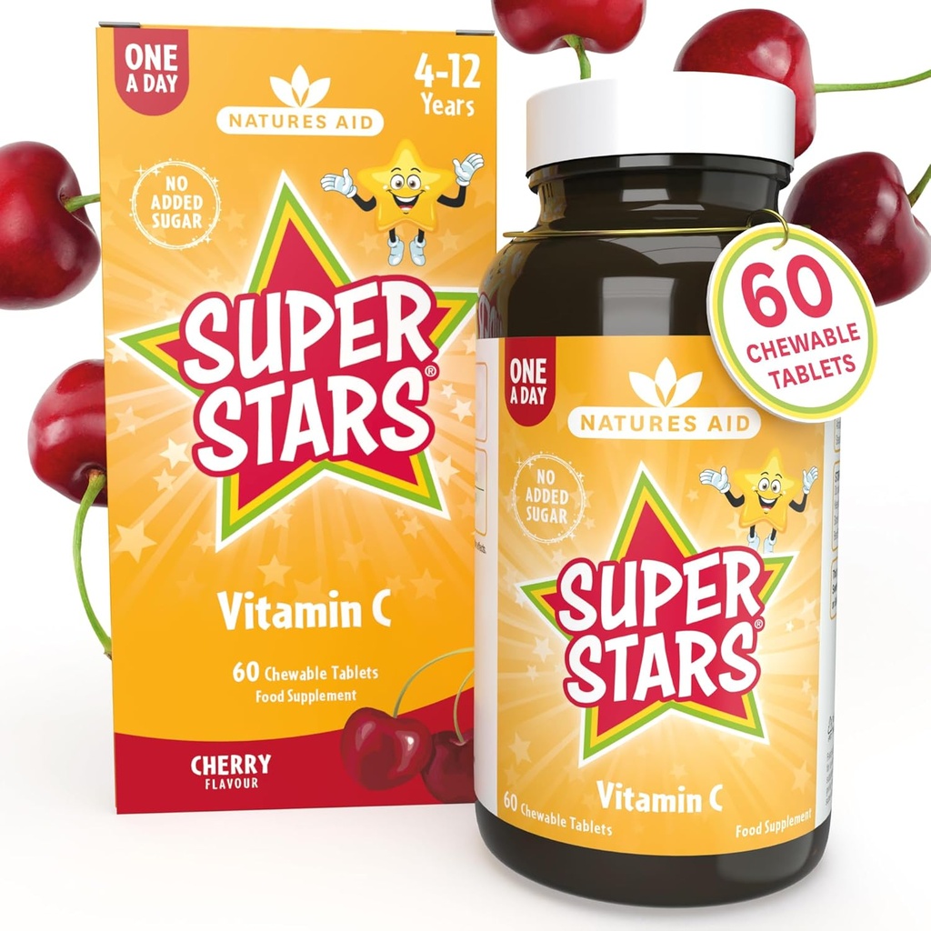 Hemir Natures Aid Superstars Vitamin C för barn 4-12 år, 60 Chewable tabletter