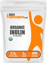 BulkSupplements.com Organic Inulin Powder - Inulin Supplement, Soluble Fiber Powder - Vegan & Gluten Free - 2.5g per Serving, 1kg (2.2 lbs) (Pack of 1)