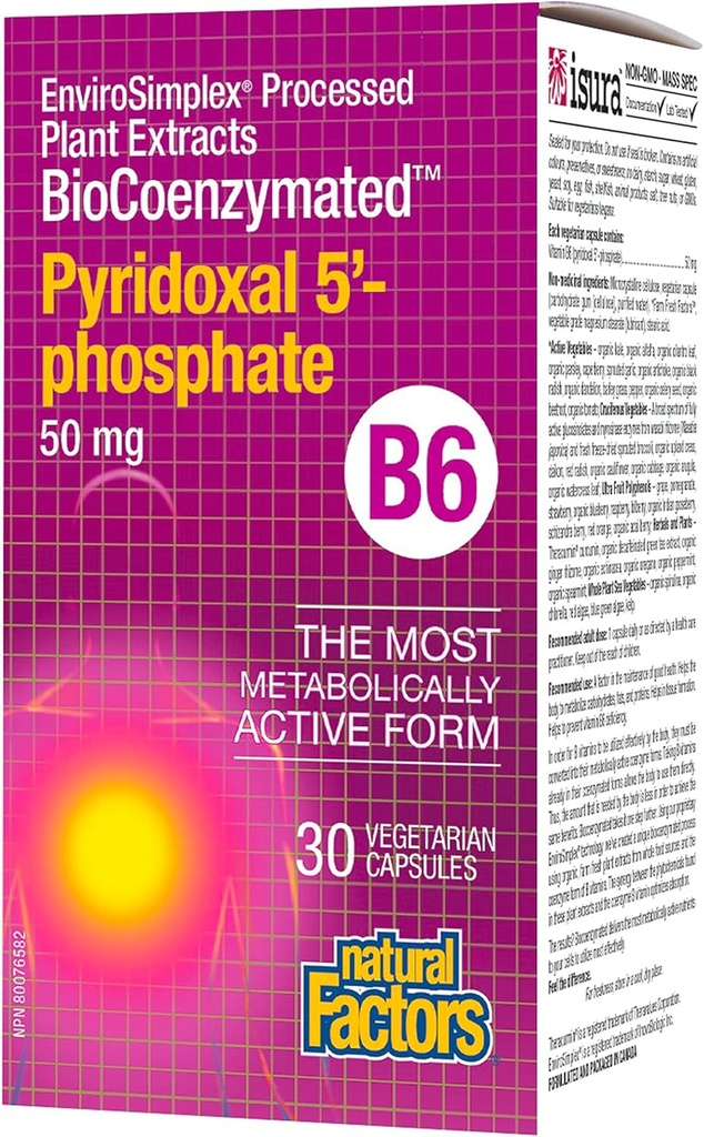 Naturliga faktorer BioCoenzymated Pirodoxal 5'-fosfat 50mg 30 VCaps