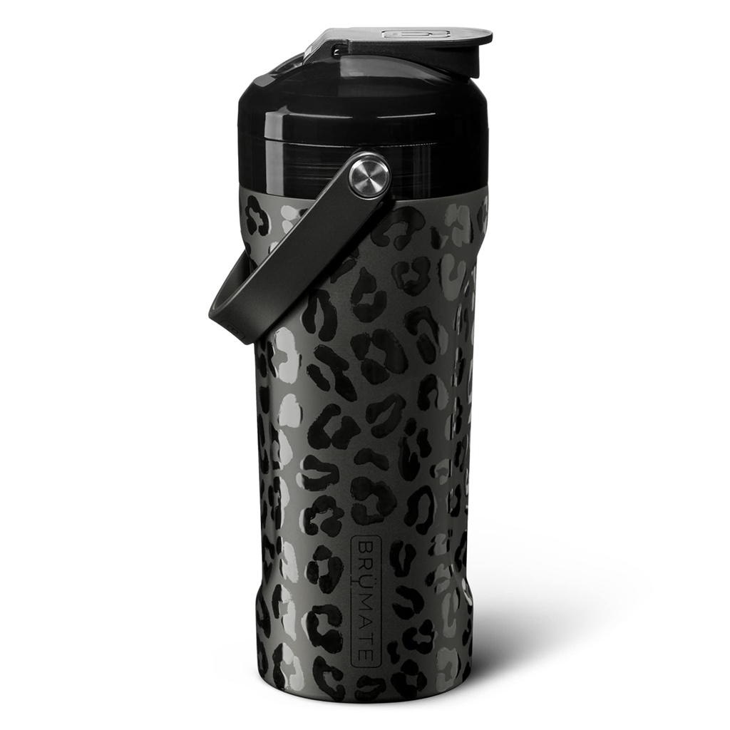BrüMate MultiShaker Blender Shaker Bottle | 100% Leakproof Insulated Stainless Steel | Pre Workout och Protein Shaker Bottle för gym | 26oz (Onyx Leopard)