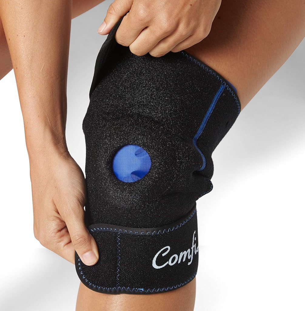 ComfiLife Knee Ice Pack med Wrap Reusable Hot & Cold Therapy Gel Pack Justerbar kompressionsstöd för skador, smärta, kirurgi, artrit, meniscus och mer