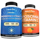 Nutrivein Premium Berberine & Liposomal Vitamin C Supplement: High-Absorption Vitamin C Capsules & Berberine Supplement Bundle för immunitet, metabolism och balanserad välbefinnande