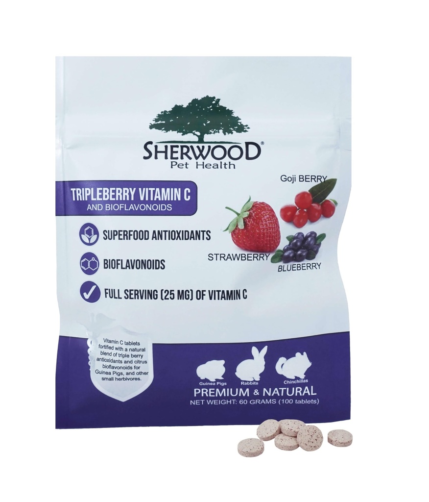 Tripleberry Vitamin C och Bioflavonoider av Sherwood Pet Health (100 tabletter - 60 Grams)