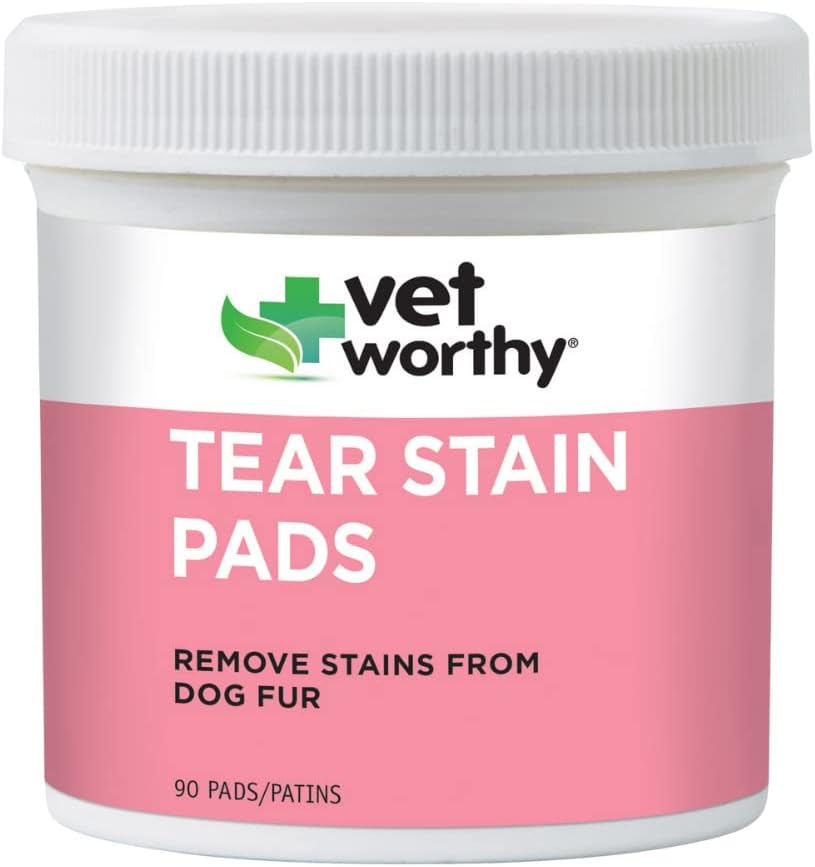 Vet Worthy Tear Stain Pads for Dogs - Solution Soaked Pads - Remove Stains from Dogs Fur - Gentle and Safe - 90 Pads.