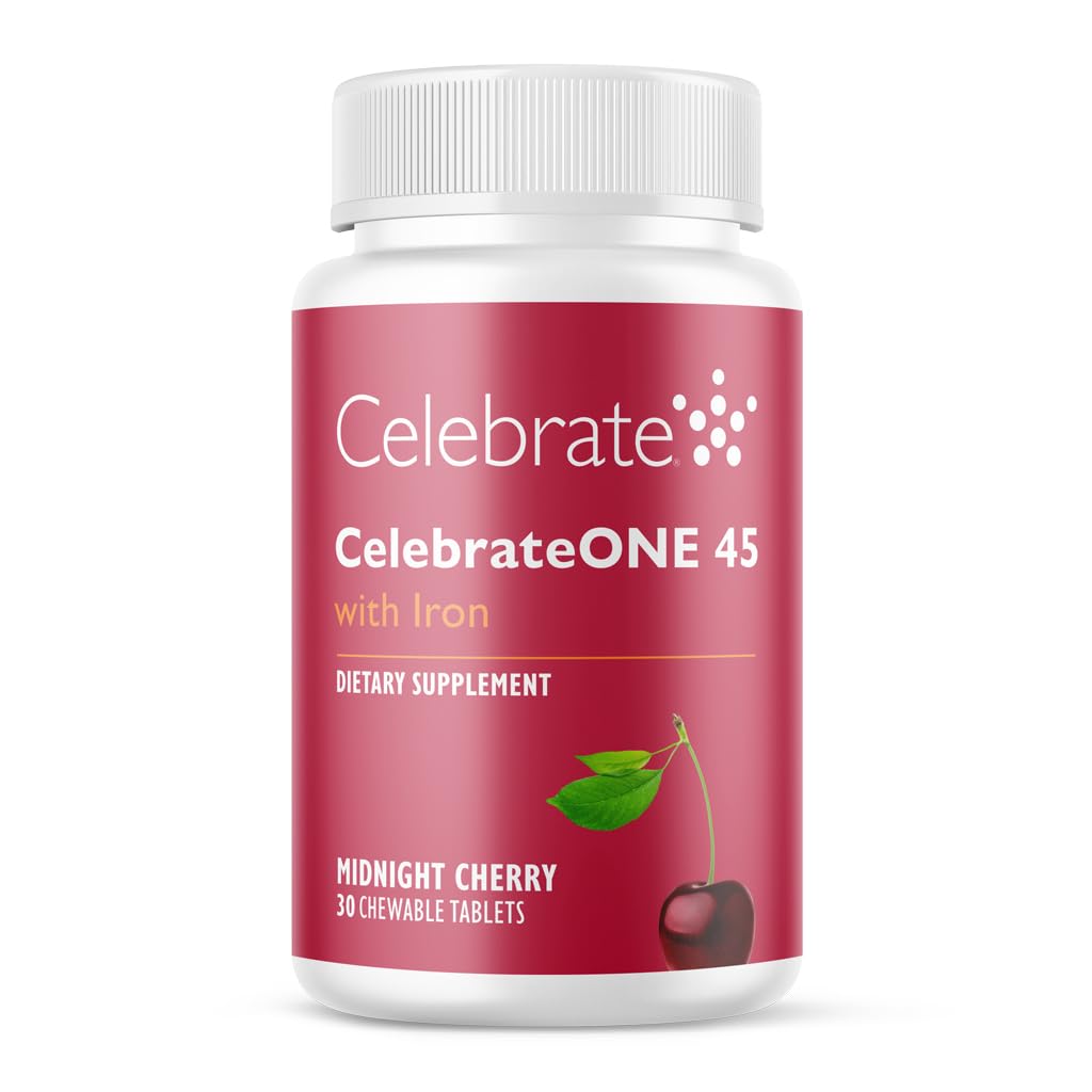 Fira vitaminer CelebrateONE 45 Chewables, 45mg Iron - När daglig bariatrisk multivitamin, väsentliga vitaminer och mineraler - Gastric Bypass & Sleeve Gastrectomy Supplement - Cherry (30 tabletter)