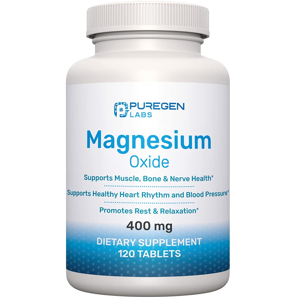 Magnesium 400mg [High Potency] Supplement - Magnesium Oxide för immunstöd, Muscle Recovery, Leg Cramps och Relaxation 120 tabletter