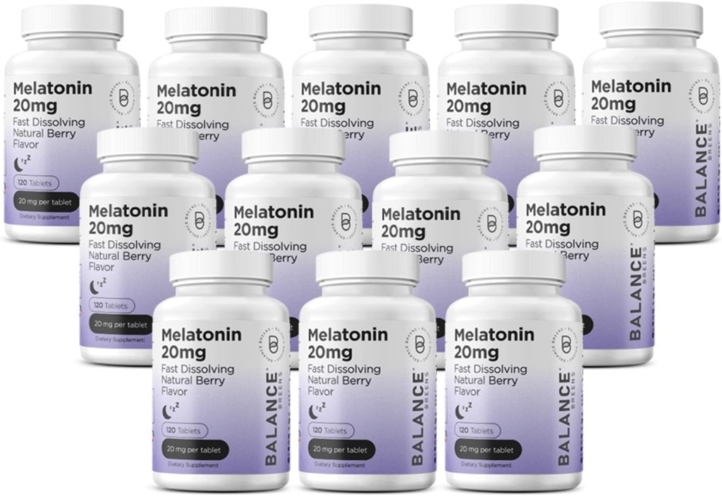 Balancebreens Melatonin 20mg snabbt lösa tabletter - Hög styrka, snabbverkande, naturligt sömnstöd - sömnhjälpmedel för vuxna - Icke-Groggy, drogfri formel - 120 sovande piller