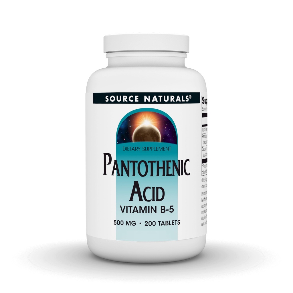 Källa Naturals Pantothenic Acid 500 mg Vitamin B-5 Kosttillskott - 200 tabletter