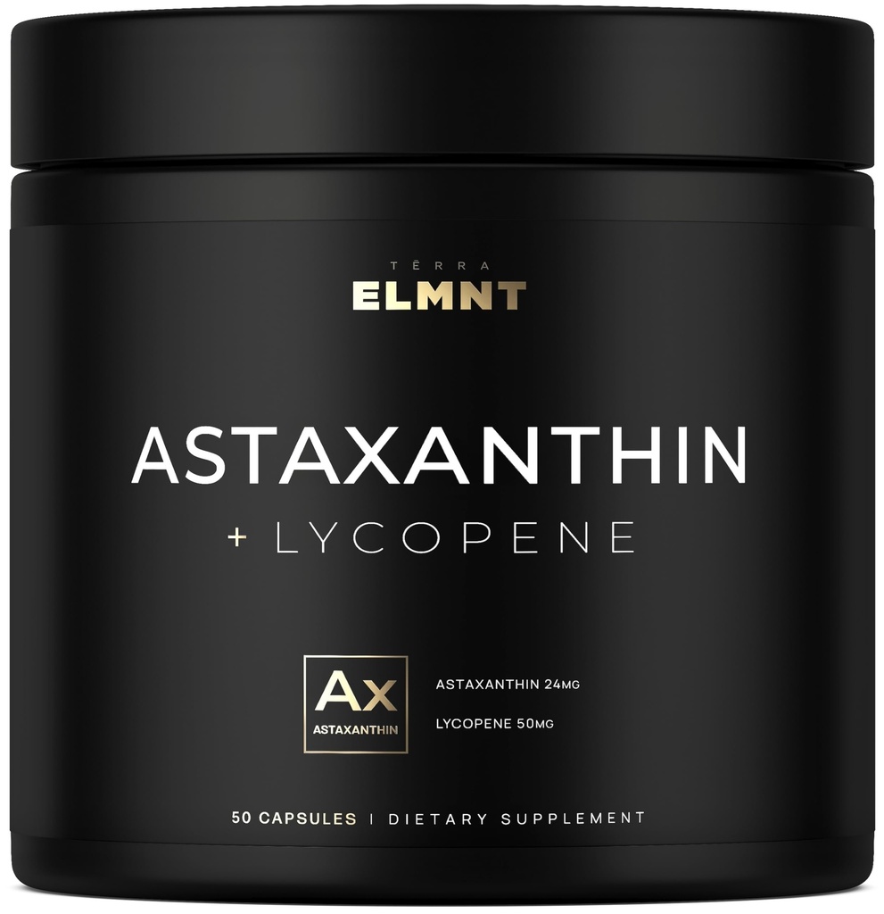 Astaxanthin 24mg + Lycopene 50mg Clinical Strength Carotenoids Skin Supplement w. 100% naturligt från MicroAlgae - Bästa Astaxanthin Supplements för hudhälsa och pigmentering - Astaxantina