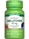 Naturens Sanning Melatonin 12mg | 60 Snabbupplösta tabletter | Naturbär smak | Vegan, icke-GMO & Gluten fri tillägg