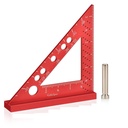Carpenter Square, Small Triangle Square, 90 Degree Small Square Ruler, Woodworking Measuring Tool med fast Miter Angle Pin (Red)