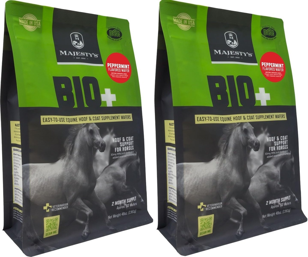 Majestys Peppermint smaksatta Biotin Wafers - Superior Horse / Equine Hoof och Coat Support Supplement - Koppar, Zink, Lysine, Methionine