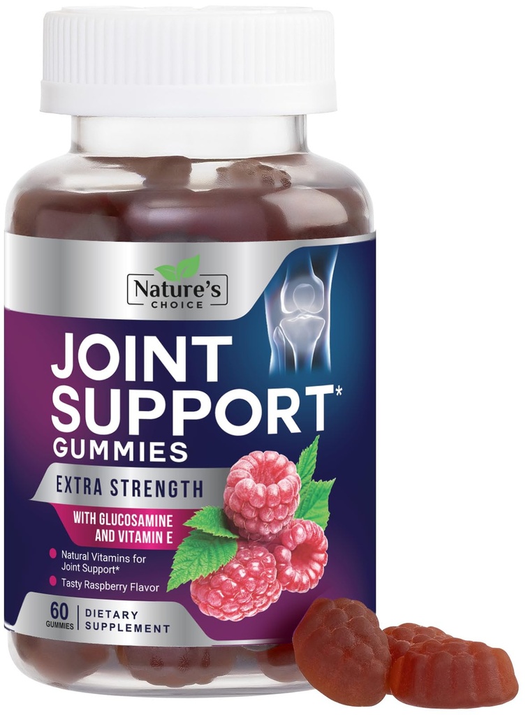 Joint Support Gummies Extra Strength Glucosamine Gummy Supplement med vitamin E - Natural Cartilage & Joint Health & Flexibility Support, Bästa Support Glukosamin Chew för Män & Kvinnor - 60 Gummies