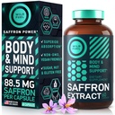 Saffron Kosttillskott för kvinnor och män - 88,5 mg Pure Saffron Extract - Antioxidant, ögonhälsa, energistöd och humör Booster - Vegan, tillverkad i USA, 60 kapslar när dagligen