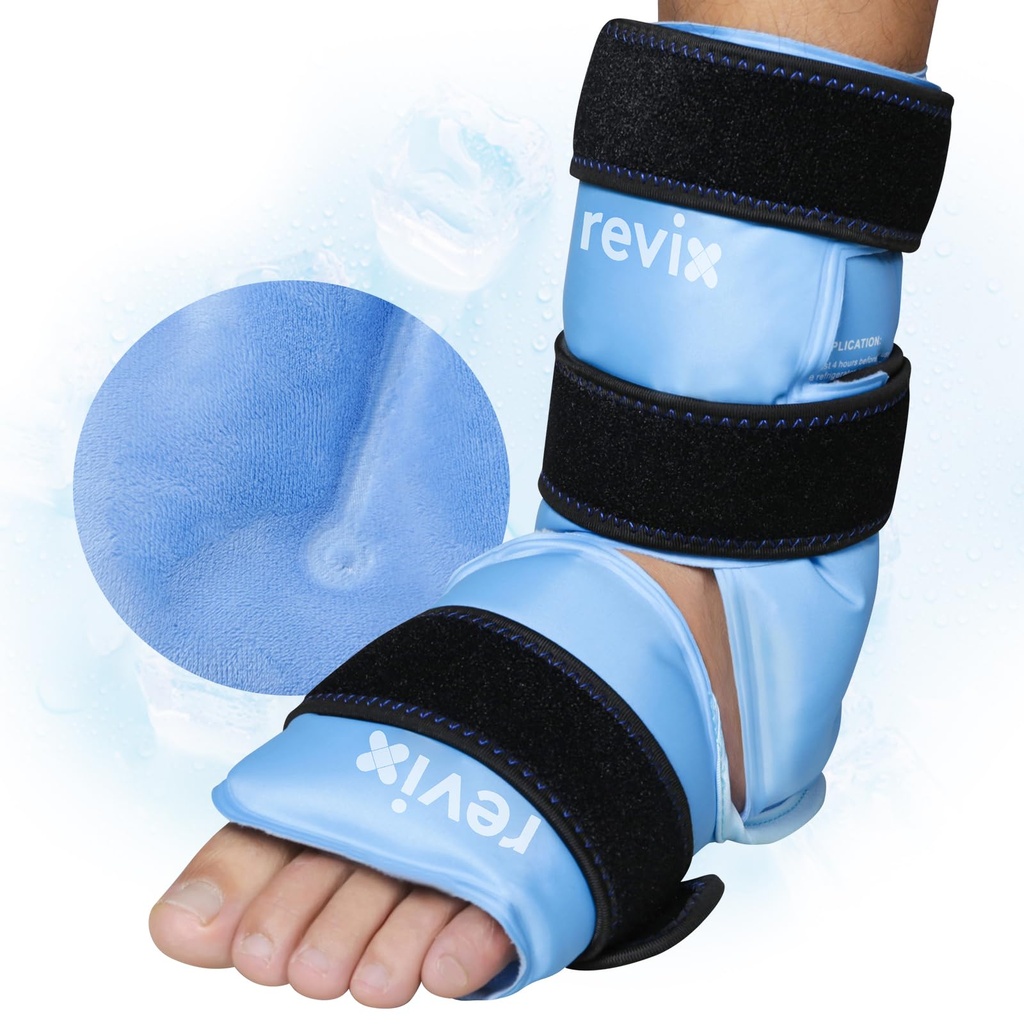 REVIX Ankle Ice Pack Wrap för Foot Pain Relief och Feet Injuries, Återanvändbar Gel Ice Cold Packs för Achilles Tendonitis, Plantar Fasciitis, Sprained Ankles och Heels