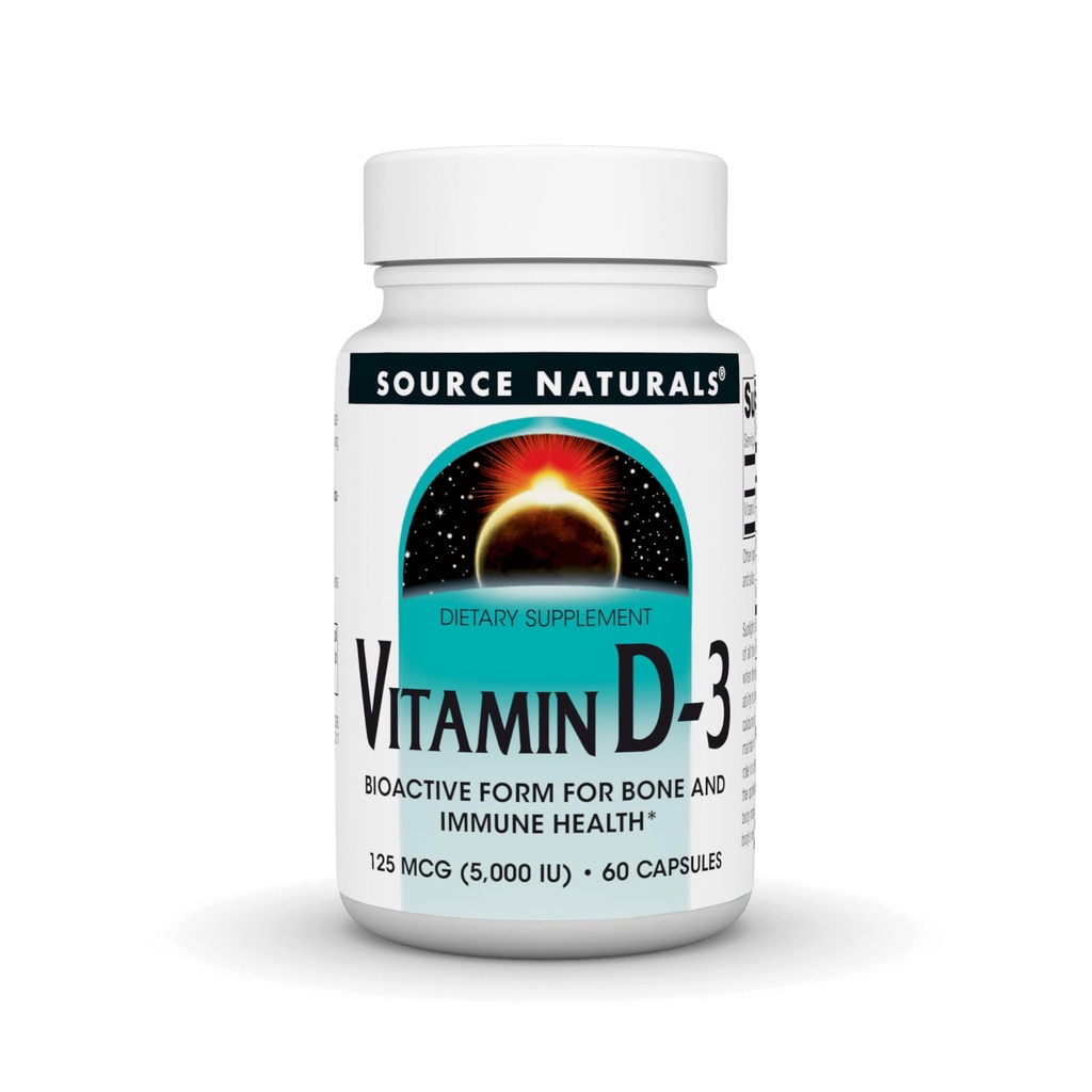 Källa Natur Vitamin D-3 Bioaktiv Form för ben & immunhälsa * 5000 iu - 60 kapslar