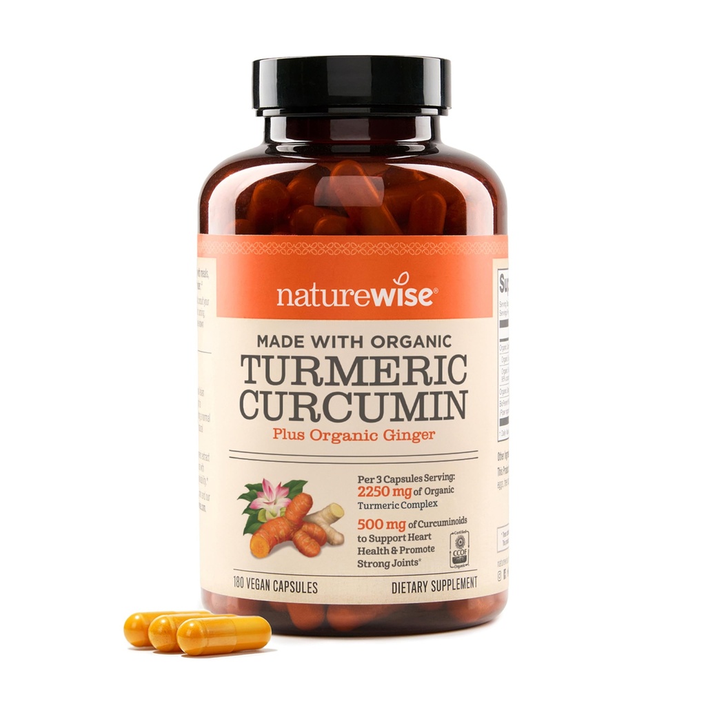 NatureWise Curcumin Turmeric 2250mg - 95% Curcuminoids & BioPerine Black Pepper Extract för Advanced Absorption - Daglig Joint och Immune Health Support - Vegan, icke-GMO, 180 greve[60-dagars leverans]