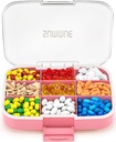 Stor Pill Organizer, 9 Compartments Portable Travel Pill Box Case Moisture Proof, XL Pill Container Holder för vitaminer, Cod Liver Oil, Supplements, Medication (Pink)