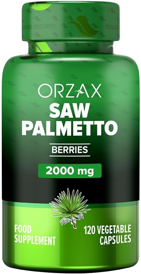 ORZAX Prostate Supplement med Saw Palmetto Extract 2000 mg för Män - hår och urinvägsstöd - 120 Veg kapslar - (120-dagars leverans)