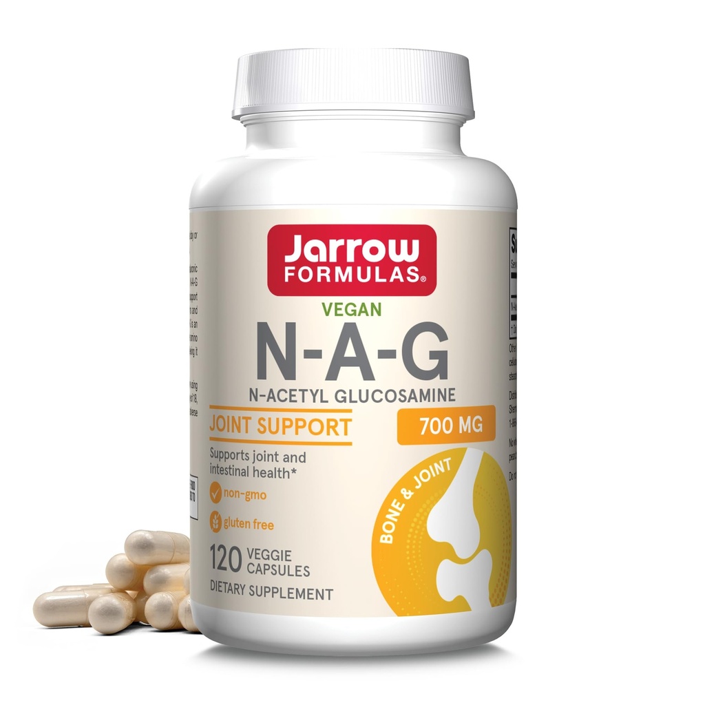 Jarrow Formulas® N-A-G 700 mg, N-Acetyl Glukosamin, acetylerad form av glukosamin för ben och gemensamt stöd, 120 Veggie kapslar, upp till 120 portioner