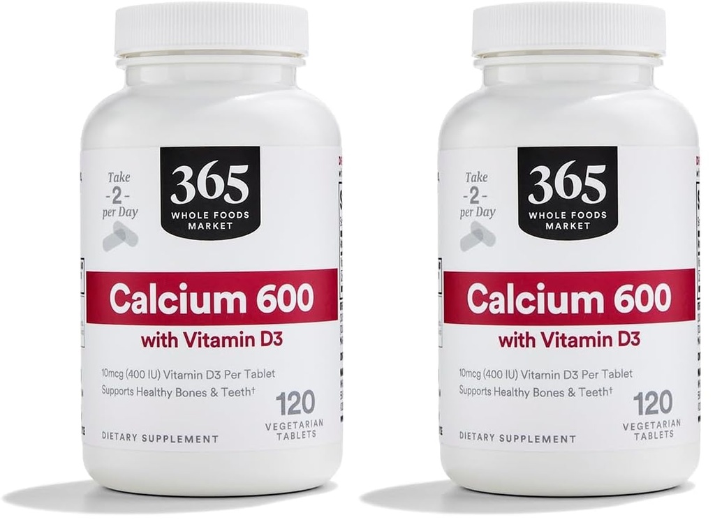 365 av Whole Foods Market Calcium med vitamin D3 tabletter, 120 greve (Pack of 2)