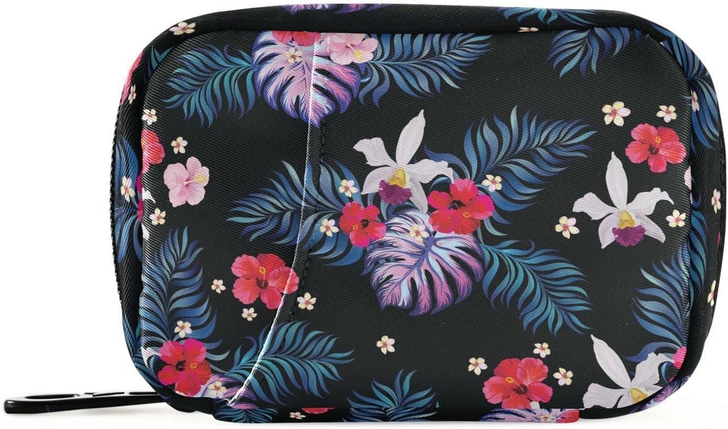 Pill Organizer Palm lämnar blommor Pill Box 7 Day Pill Case Bag Travel Pill Organizer Bag med Zipper Portable Weekly Case Compact Size för vitamin Supplement Holder