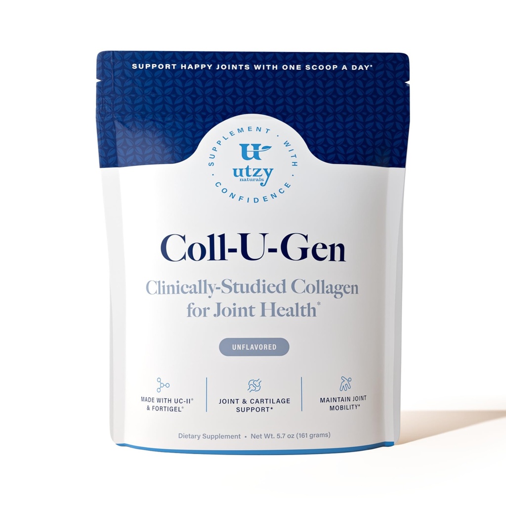 Utzy Naturals Coll-U-Gen | Joint Support Supplement | med typ II Undenatured Collagen (UC-II®) & Fortigel® | Unflavored Powder | 30 Servings