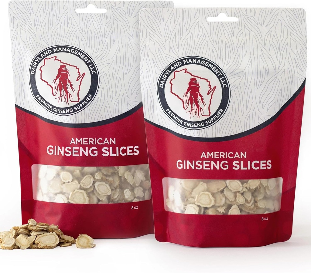Dairyland American Ginseng Slices - 16 oz Pack Wisconsin Ginseng Slices - Certified Something Special från Wisconsin - Non-GMO, Gluten Free Sliced Root - Herbal Supplement in Soup, Tea, Congee