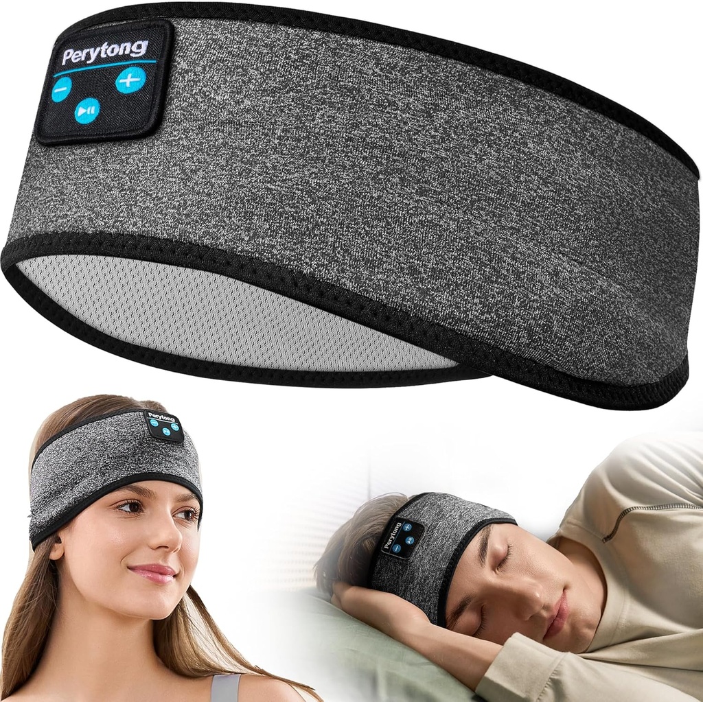 Perytong Wireless Sleep Headband med bekväma öronproppar för Side Sleepers, Sleeping Eye Mask för kvinnor Träning Running