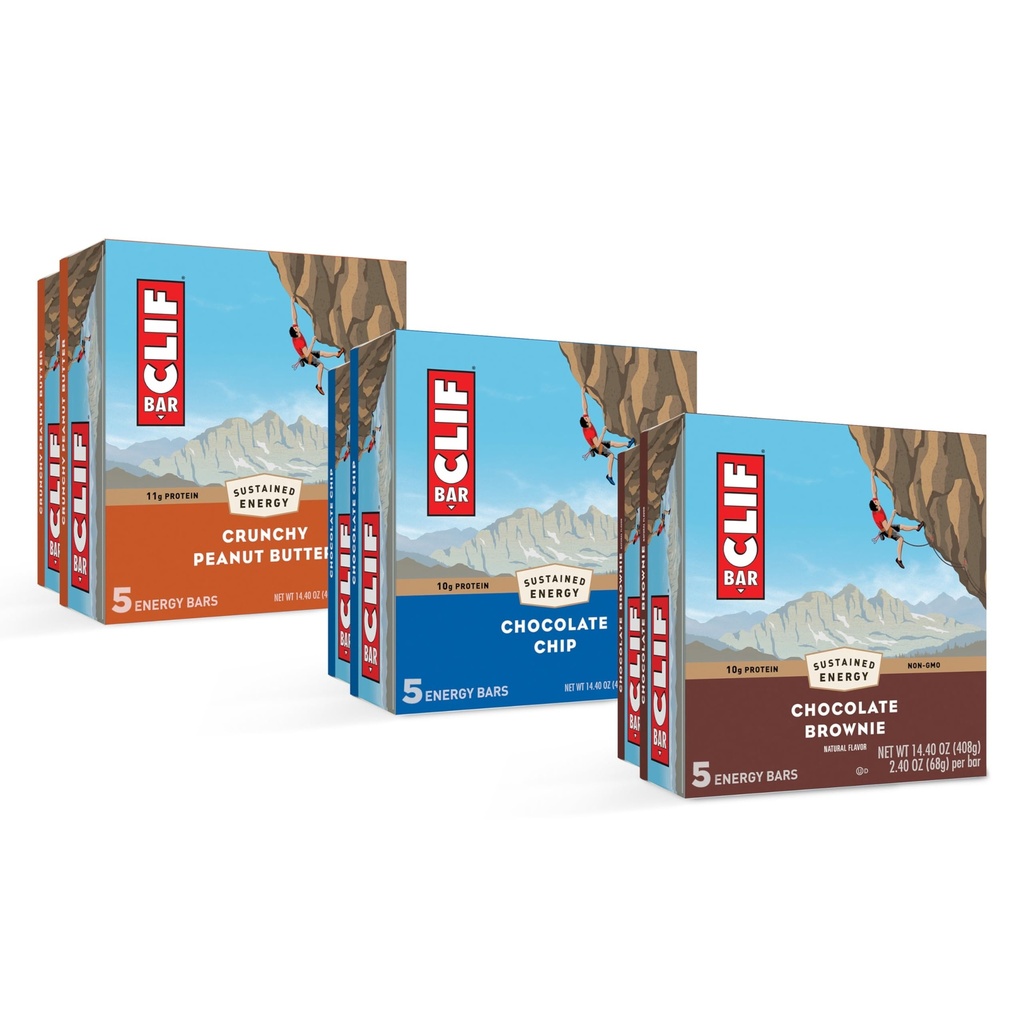 CLIF BAR - Energy Protein Bars - Variety Pack - 3 smaker - tillverkad med organiska havre - Energy Bars - Non-GMO - (30 Pack)