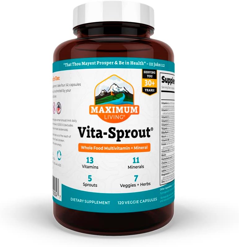 Maximal levande - Vita-Sprout Whole-Food Multivitamin & Phytonutrient Blend - 120 kapslar