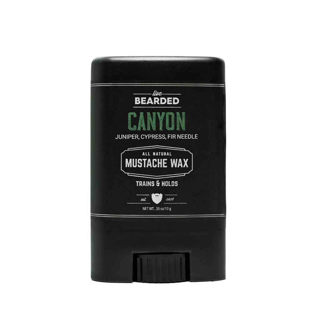 Live Bearded Mustache Wax Stick, 0,35 oz - Tillverkad i USA med naturliga ingredienser - Medium Hold Stache och Beard Styling för män | Canyon - Juniper, Cypress, Fir Needle