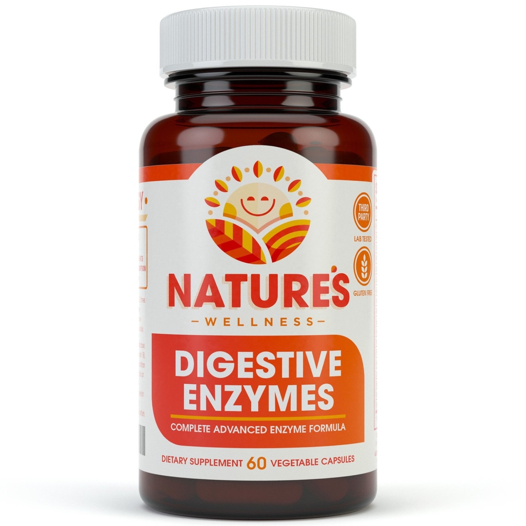 Digestive Enzymes Complete - Avancerad Multi Enzyme Supplement för bättre matsmältning & Absorption. Hjälp Gas Relief, obehag, uppblåsthet, IBS, Gluten & Laktosintolerans