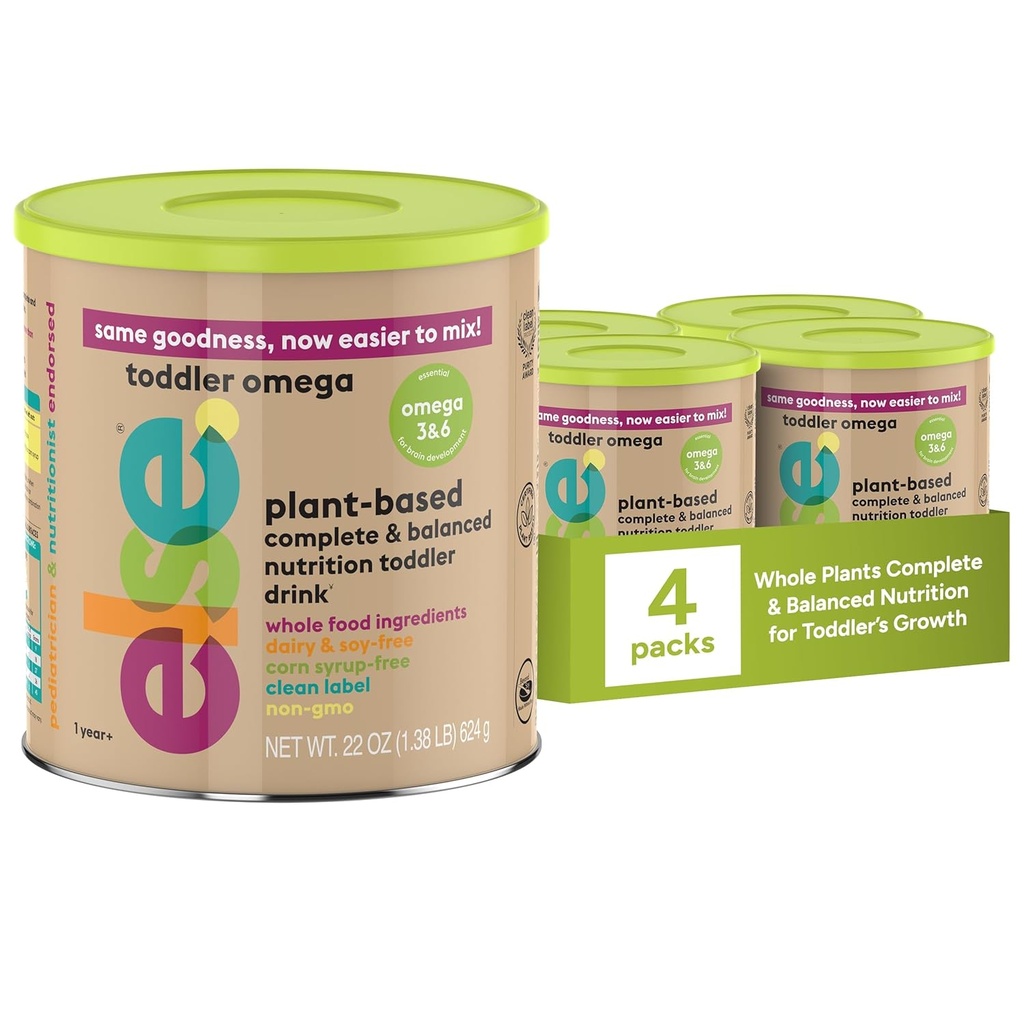 Else Toddler Formel 12-36 månader - Plant-Based, Dairy-Free & Lactose-Free Baby Formel - Dairy Free Formel, Omega 3 & 6 för Brain Development - Soy Formel Alternative (22 oz, 4 Pack)