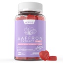 Saffron Supplements Gummies 100mg - 100% Pure Saffron Extract med Magnesium Glycinate, L-Theanine, Turmeric, Ashwagandha, Honey & Vitamin B Complex för humör & kraft, Antioxidant, Vitality - 60 Count